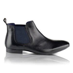 SOLD- Silver Street Carnay Chelsea Boots Mens UK 9 Black Leather Block Heel